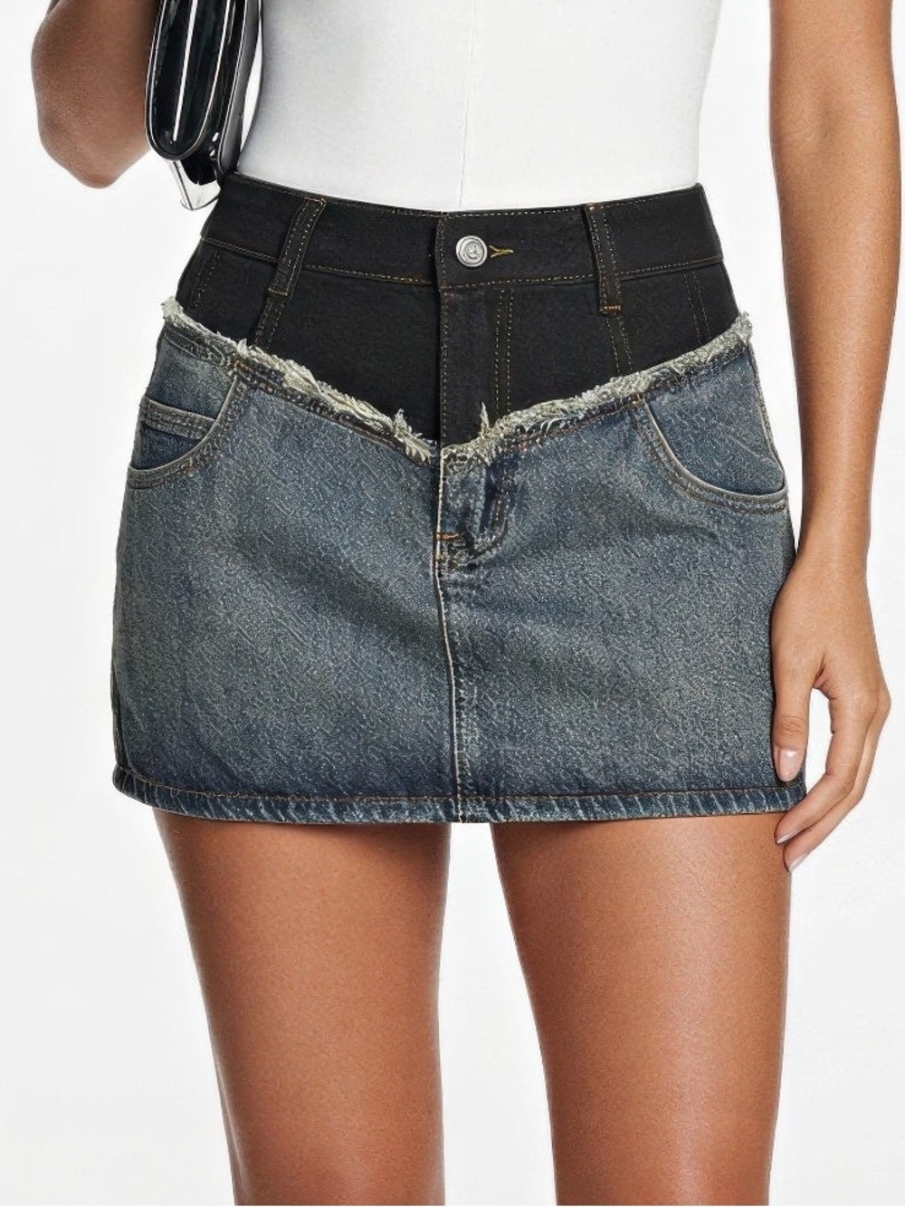 Irregular Denim Mini Skirt
